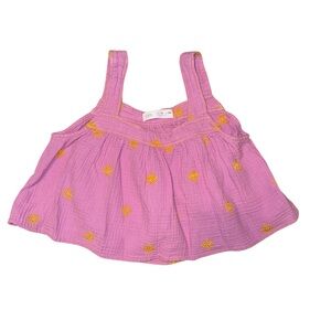 Zara Pink Top with Gold Embroidery Size 10